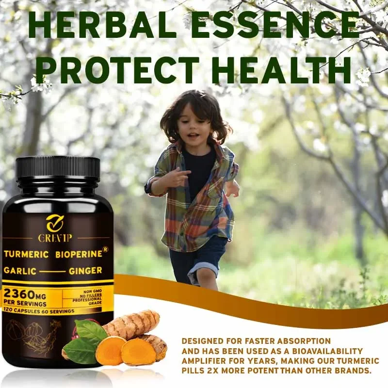 Turmeric Curcumin Capsule - Добавка для имбиря 4-в-1 с чесноком,