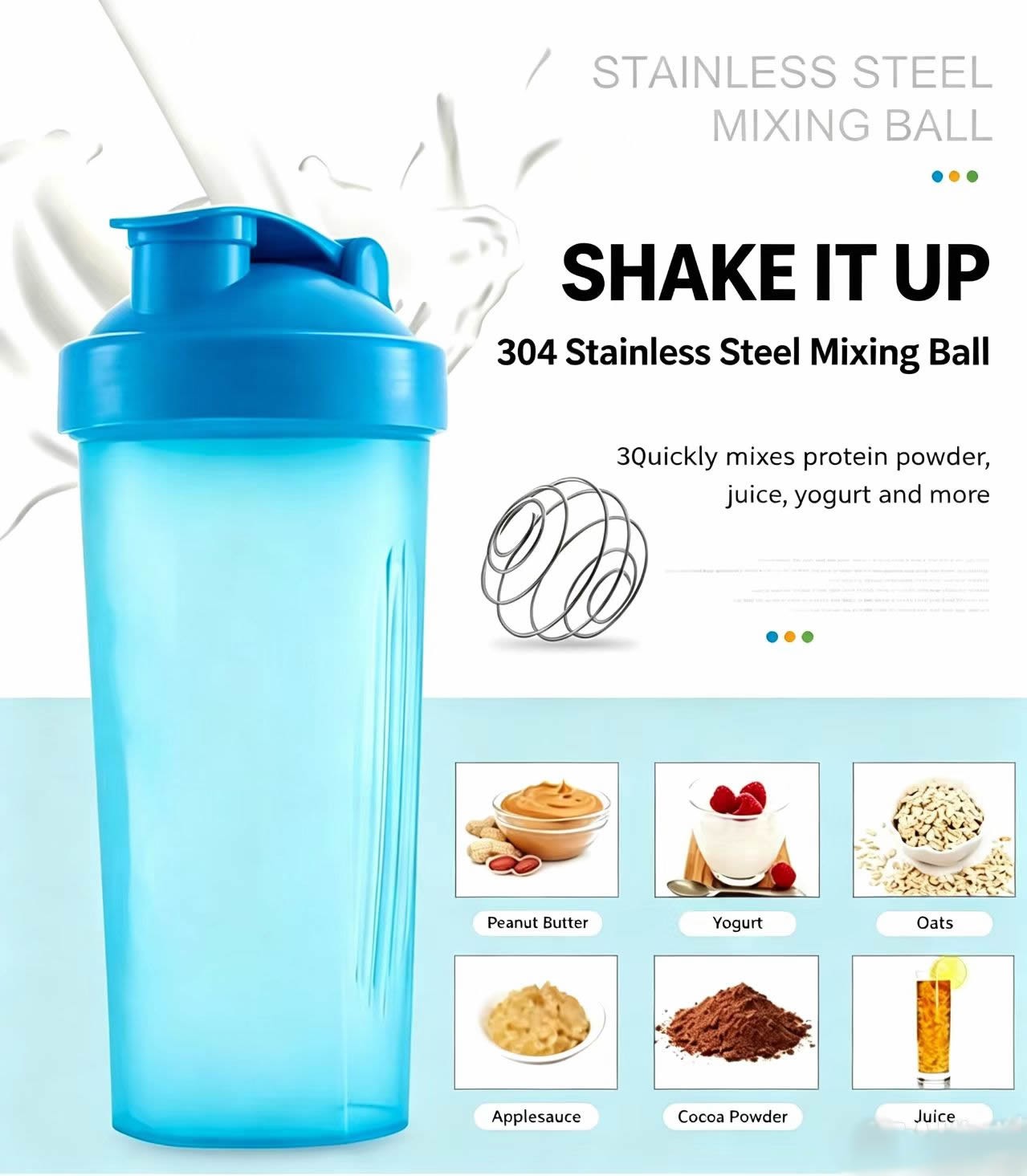 Protein Shaker Bottle - 2 шт. бутылки для приготовления протеиновых