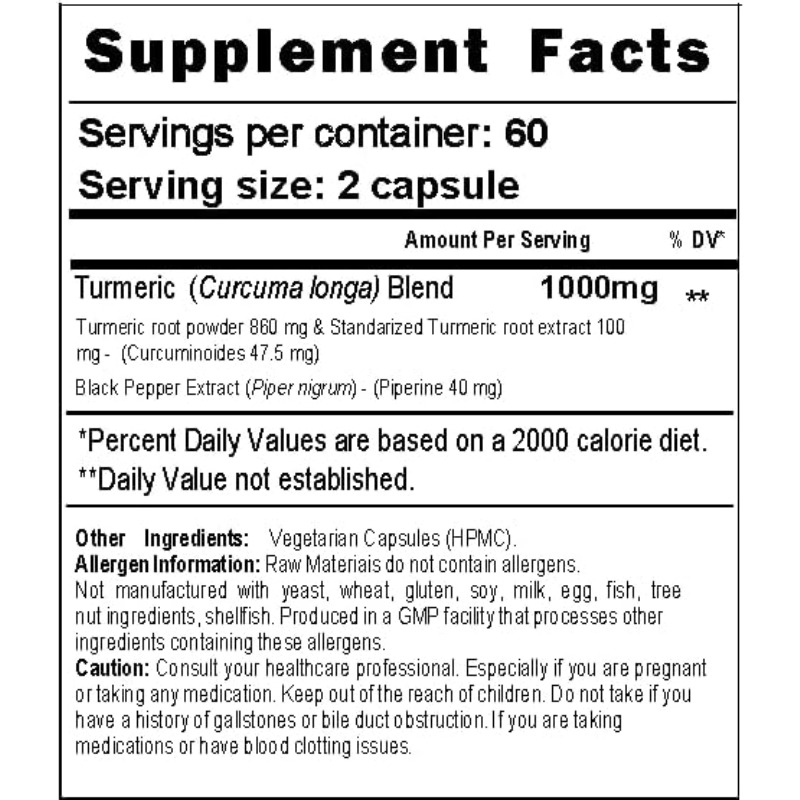 Капсулы с куркумой 1000 мг, со – обзор и цена Turmeric Curcumin Capsule