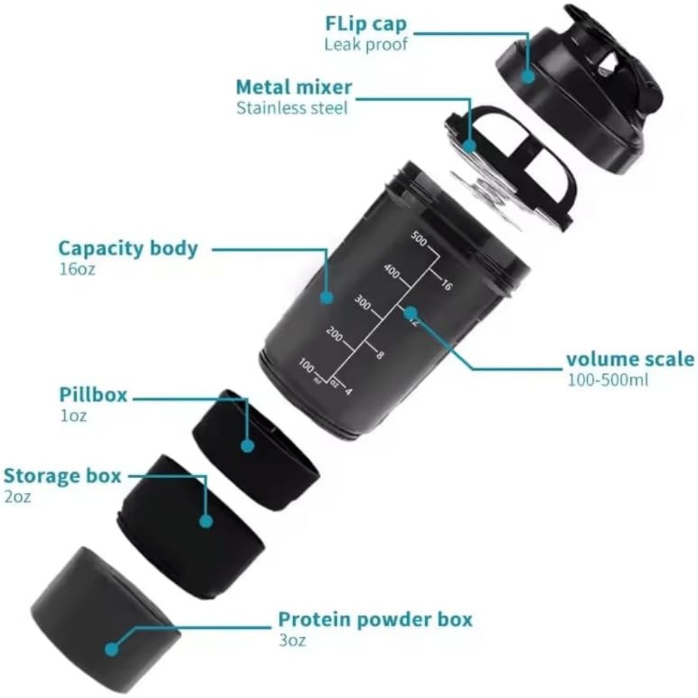 3 слоя шейкер белка бутылка по – обзор и цена Protein Shaker Bottle